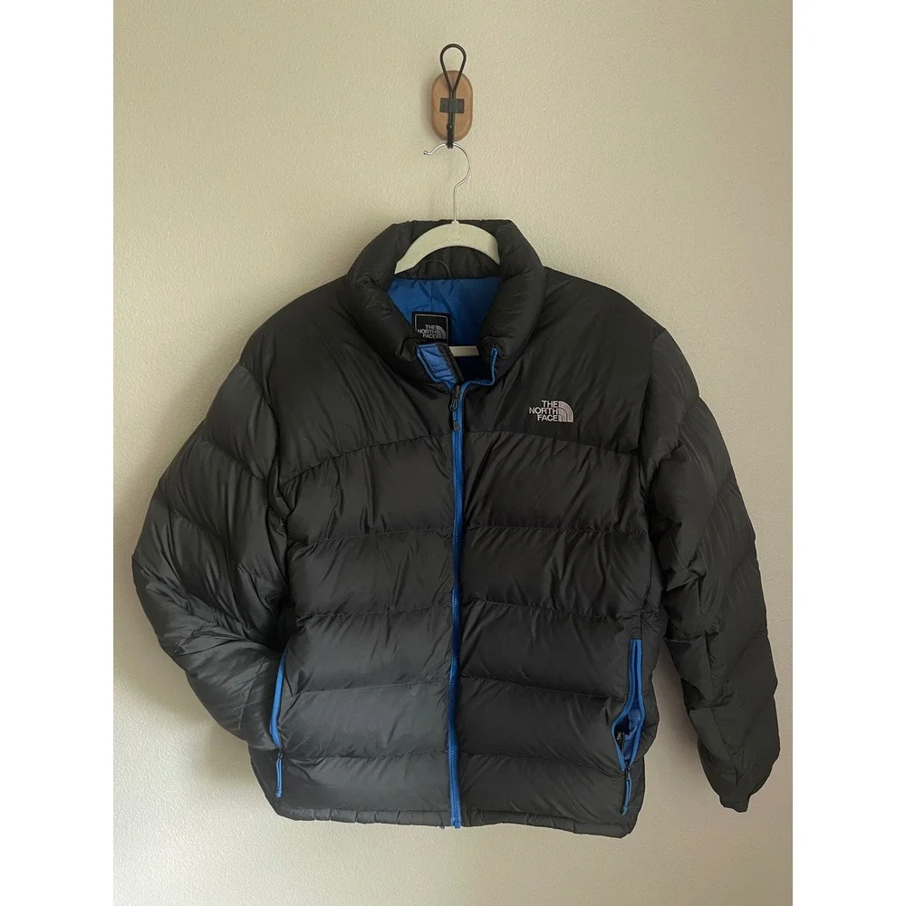 The North Face Nuptse 700 Puffer Jacket Mens XL Black Blue Excellent Down Coat